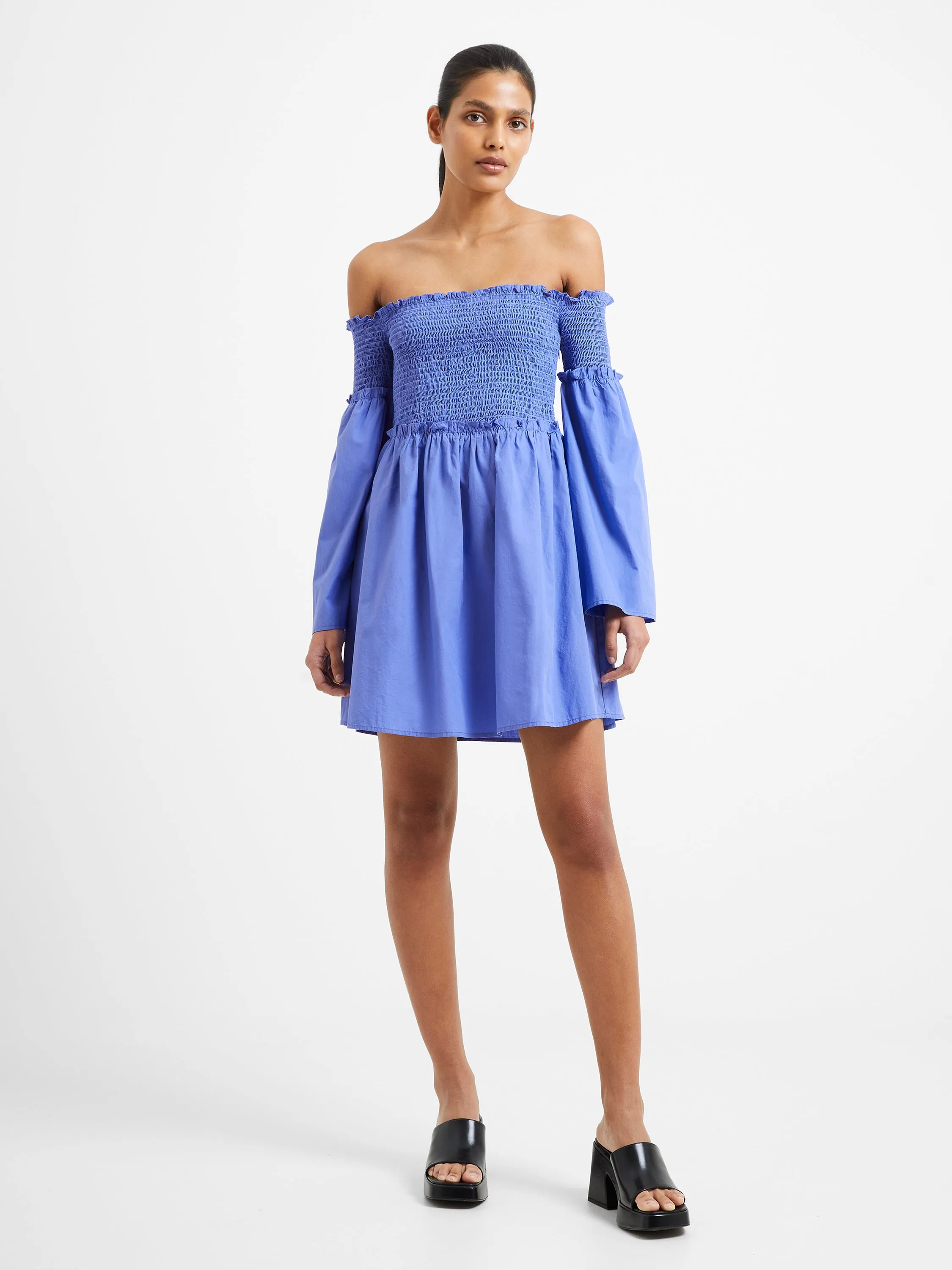 Rhodes Poplin Smocked Bardot Mini Dress sold by French Connection product image thumbnail 2