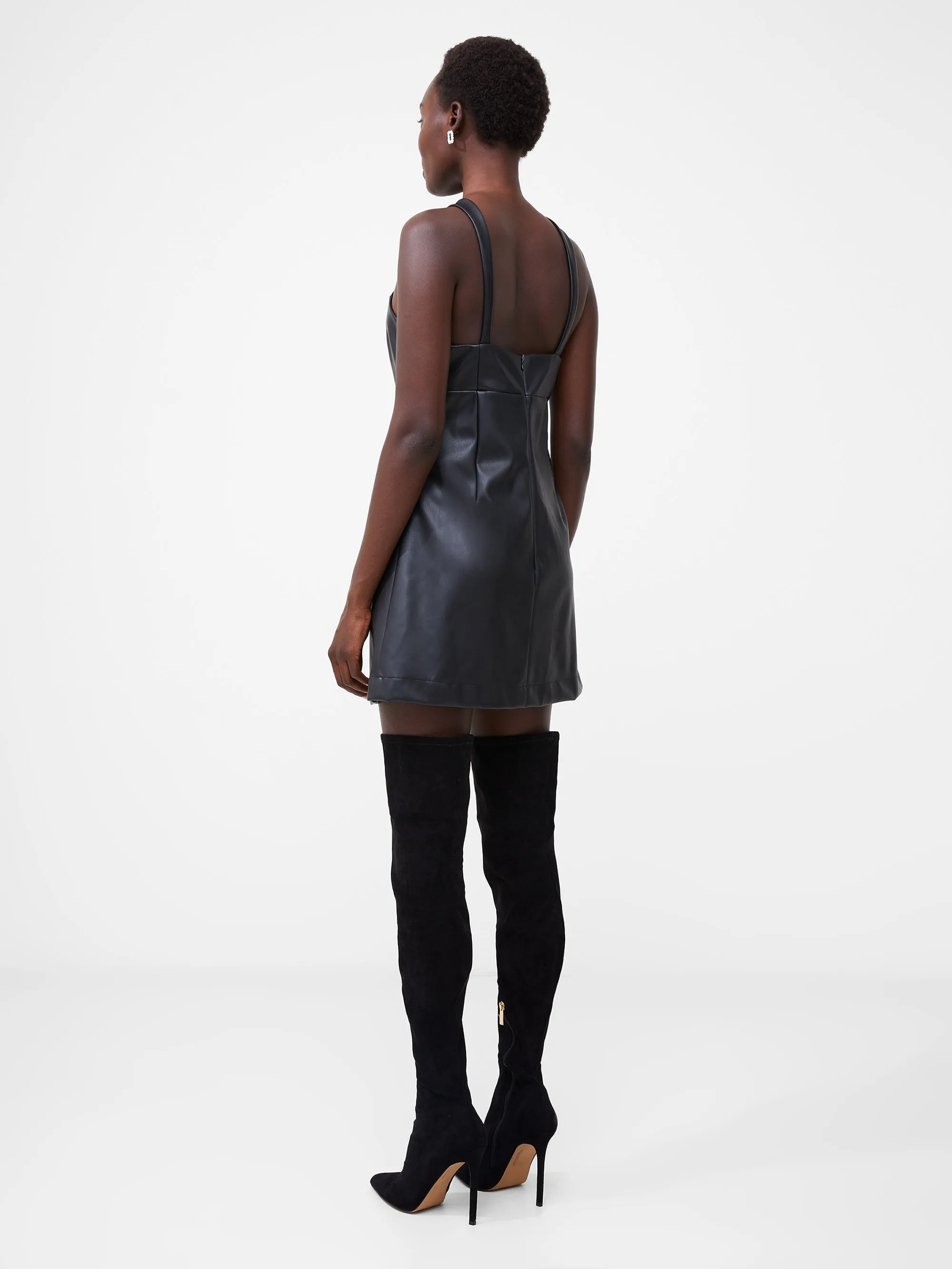 Crolenda Faux Leather Cross Strap Mini Dress sold by French Connection product image thumbnail 5