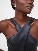 Crolenda Faux Leather Cross Strap Mini Dress sold by French Connection