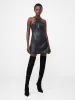 Crolenda Faux Leather Cross Strap Mini Dress sold by French Connection