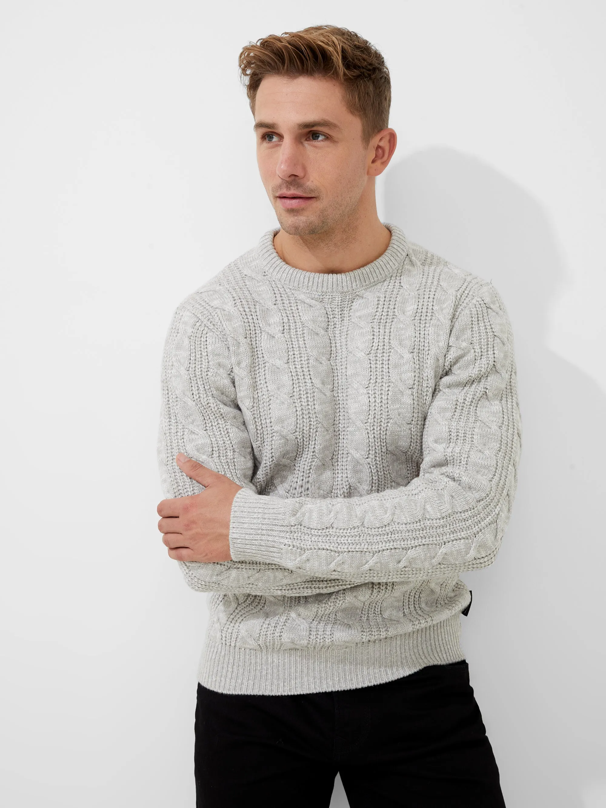 Soft Cable Knit Crewneck Sweater sold by French Connection