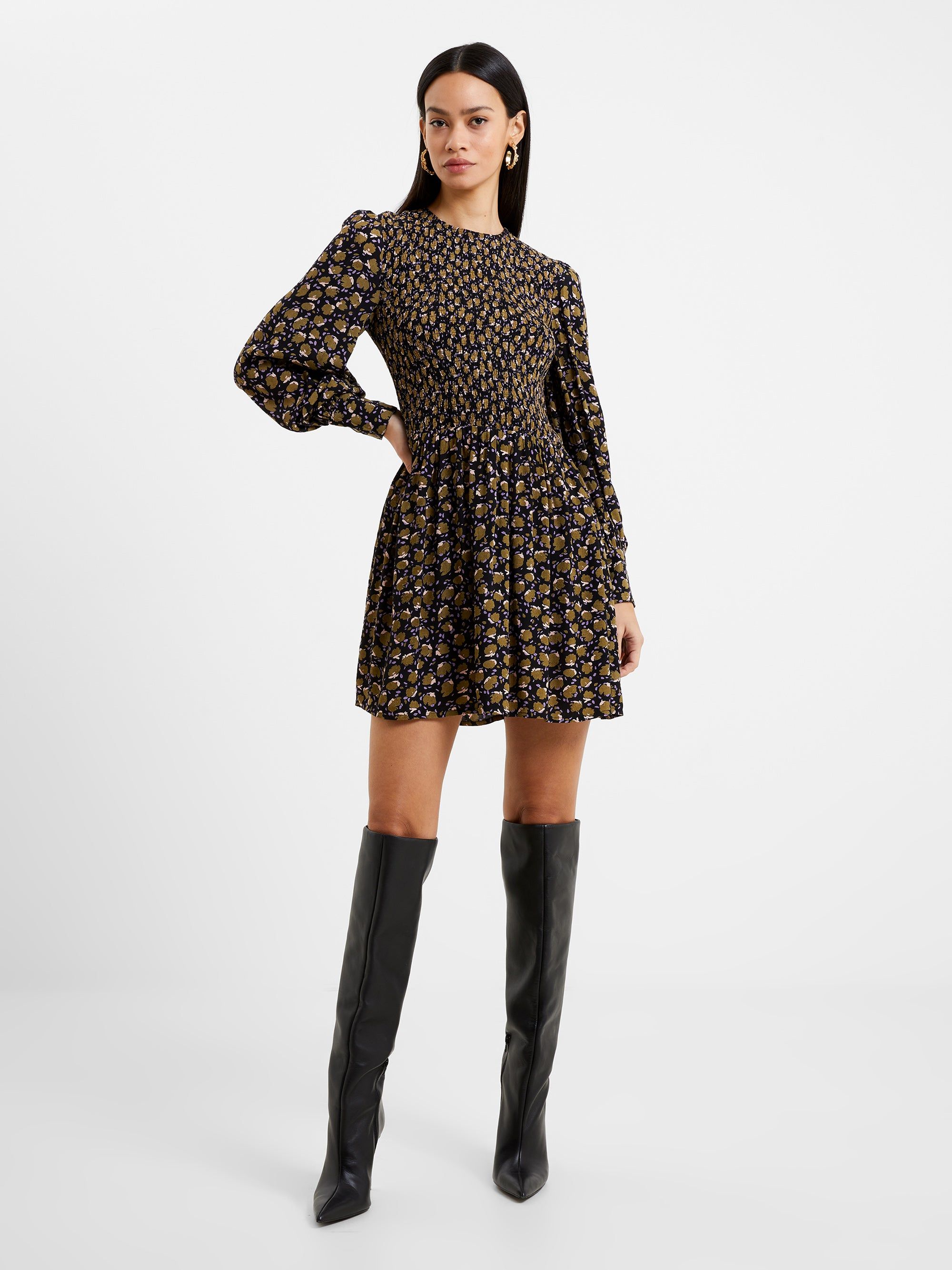 Ingrid Colette Crepe Smocked Mini Dress sold by French Connection product image thumbnail 3