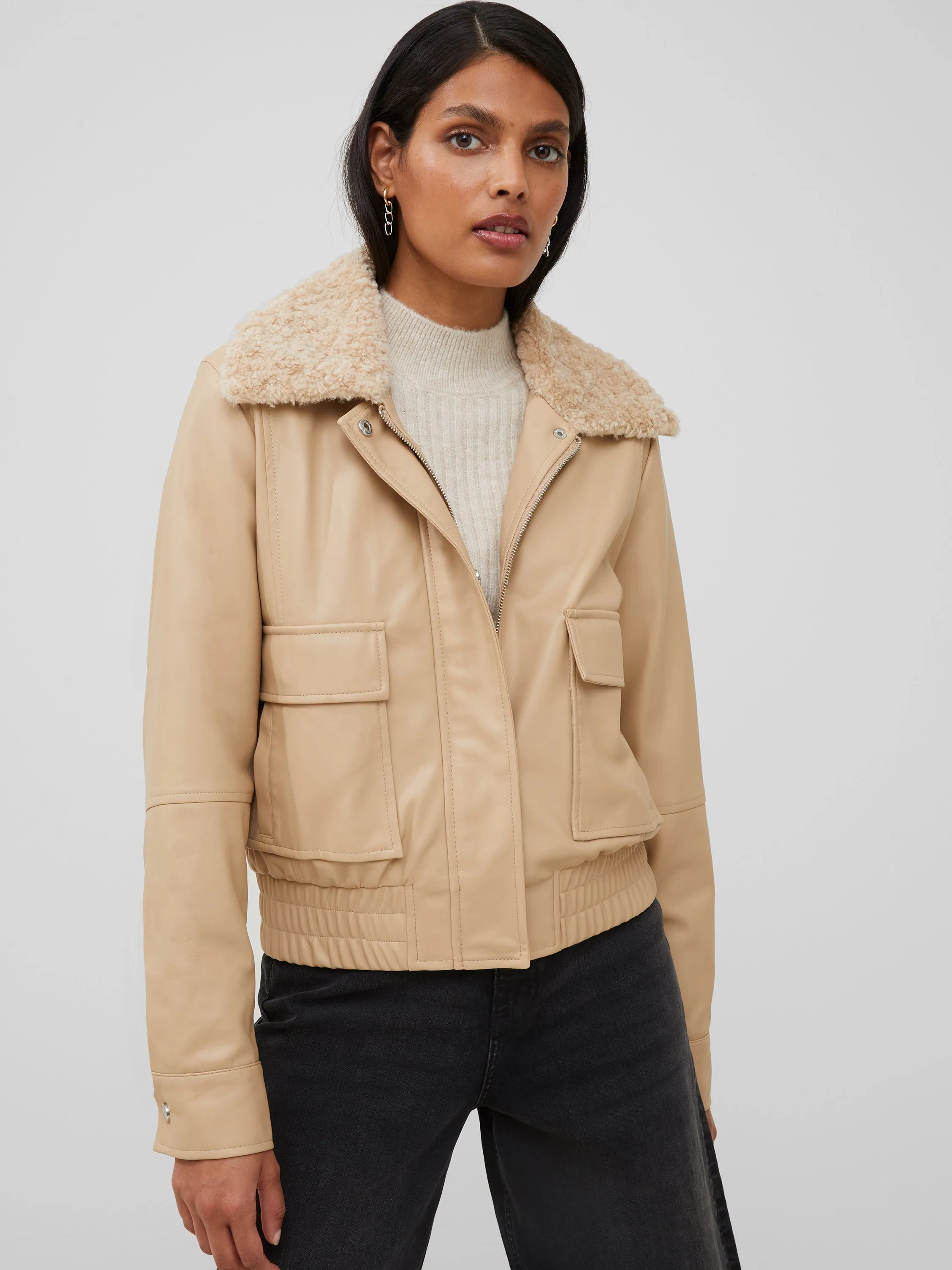 Vegan Leather Aviator Jacket sold by French Connection product image thumbnail 2