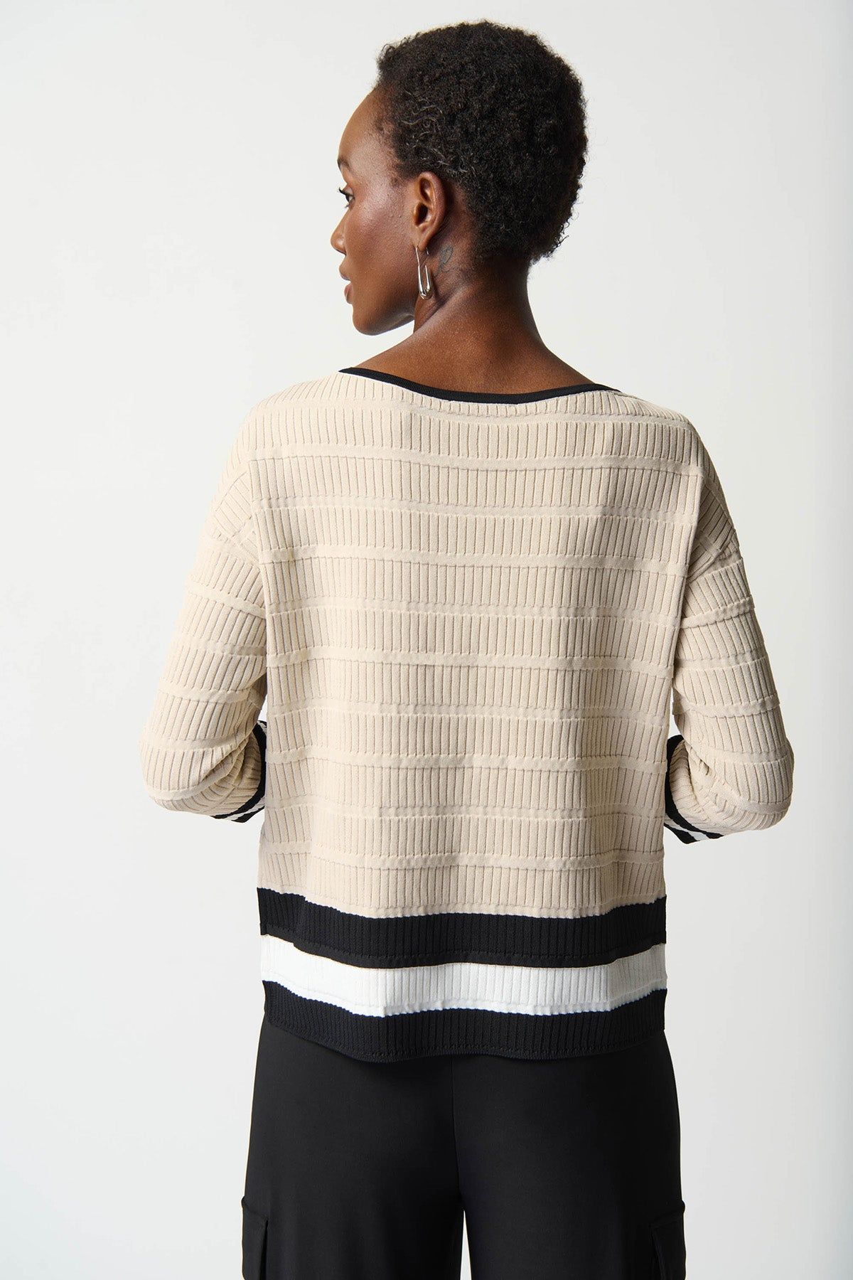 Tan Top with Black/White Stripes- Moonstone/Vanilla/Black sold by French Cuff product image thumbnail 3