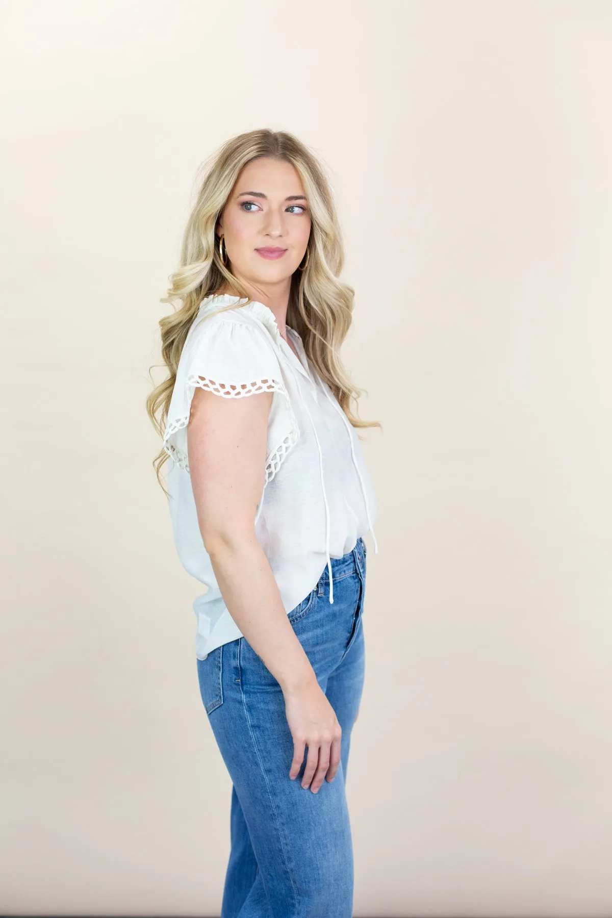 Embroidery Detail Short Sleeve Top sold by French Cuff product image thumbnail 4