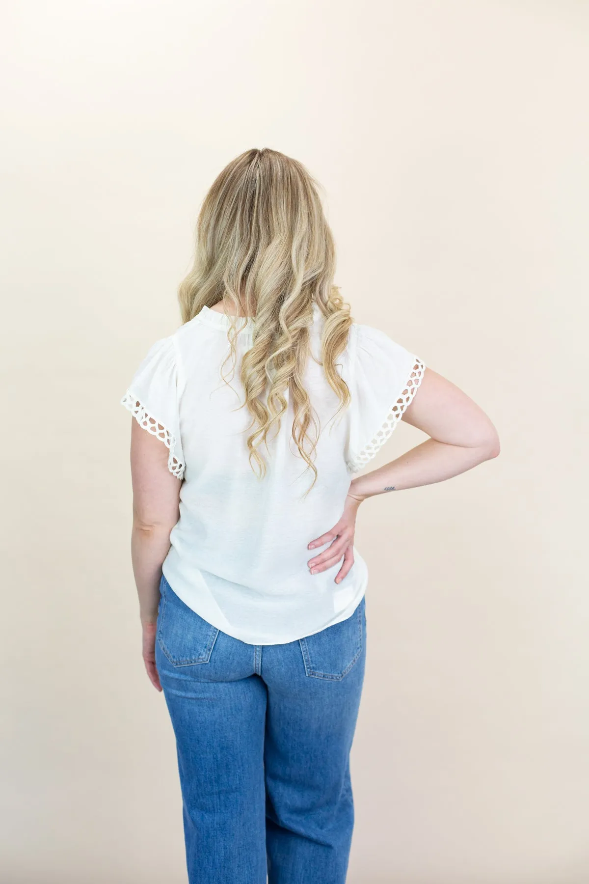 Embroidery Detail Short Sleeve Top sold by French Cuff product image thumbnail 5