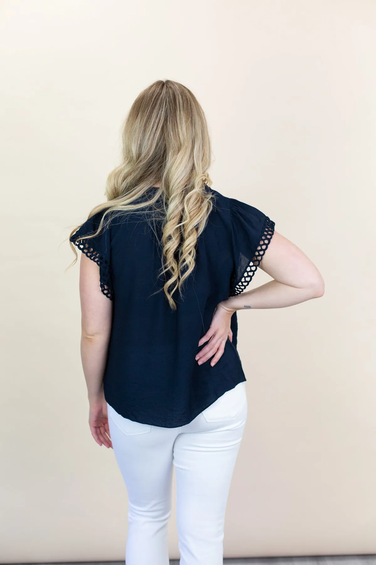 Embroidery Detail Short Sleeve Top sold by French Cuff product image thumbnail 3