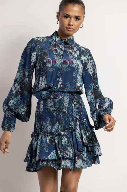 Dark Blue  Flower Dress sold by French Cuff