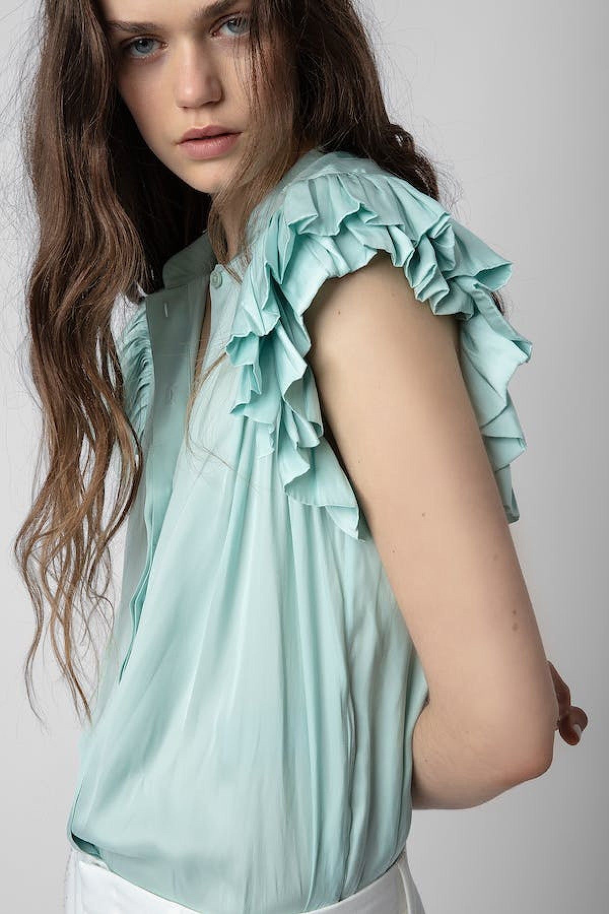 Tiza Satin Top - Celadon sold by French Cuff product image thumbnail 2