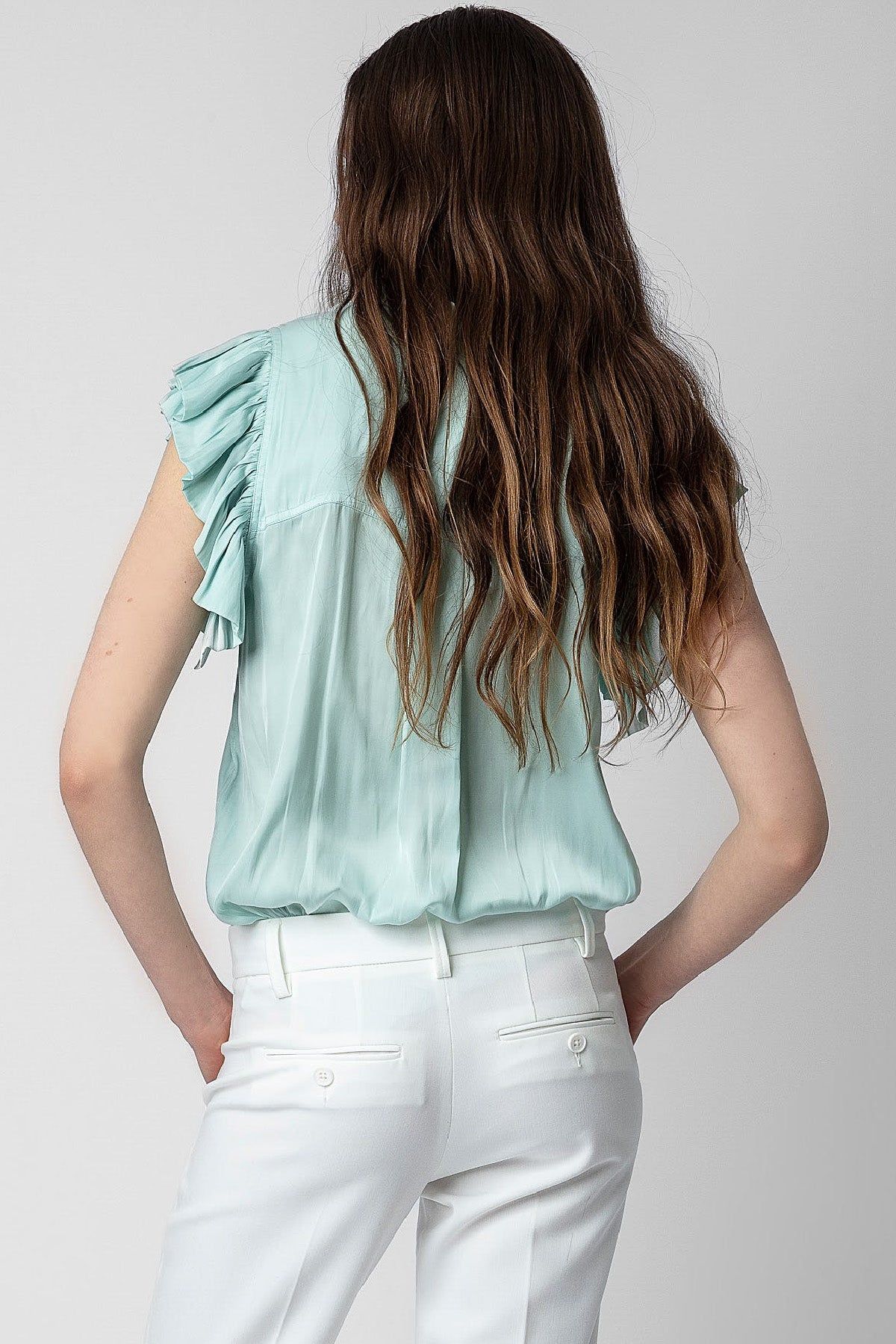 Tiza Satin Top - Celadon sold by French Cuff product image thumbnail 3