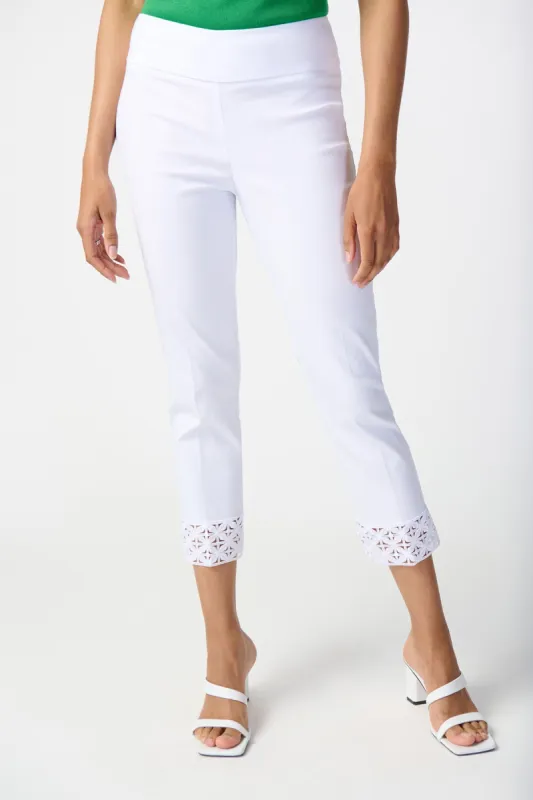 Pant with Lace Bottom Detail- White sold by French Cuff