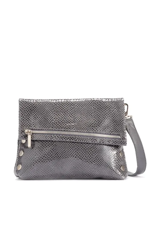 VIP Medium Leather Crossbody Clutch - Skyline Snake/Brushed Silver sold by French Cuff
