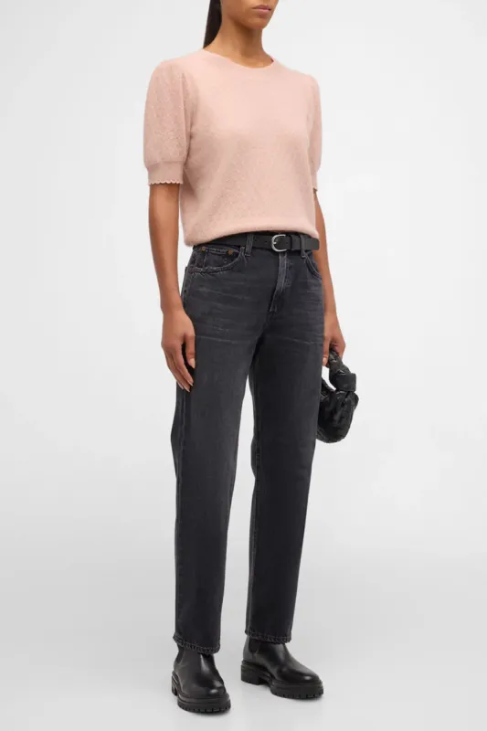 Pointelle Puff Sleeve Sweater sold by French Cuff