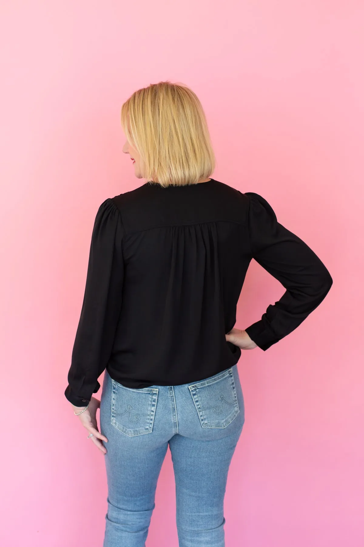 Long Sleeve Button Down V-Neck Top sold by French Cuff product image thumbnail 3