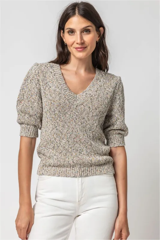 Elbow Sleeve V-Neck Sweater sold by French Cuff