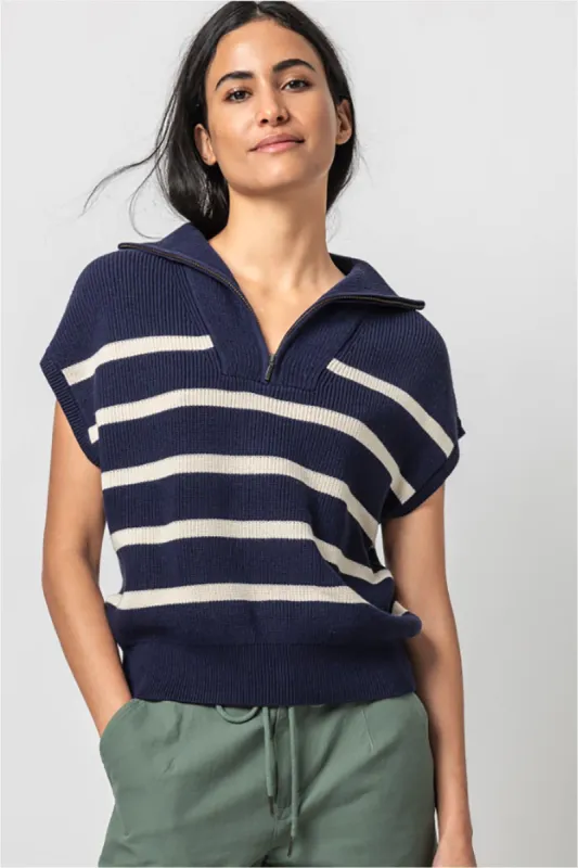 Half Zip Striped Sweater sold by French Cuff