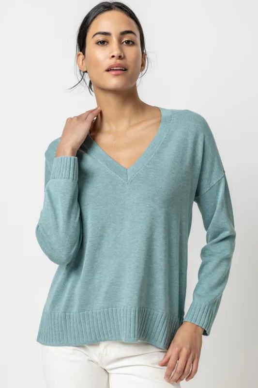 Easy Back Seam V-Neck Sweater sold by French Cuff