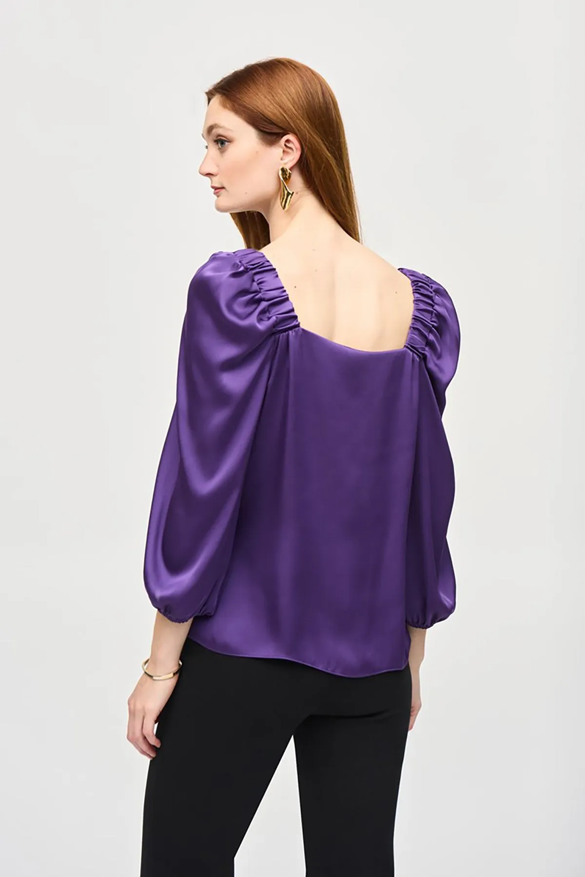 Satin Straight Top With Puff Sleeves sold by French Cuff product image thumbnail 3