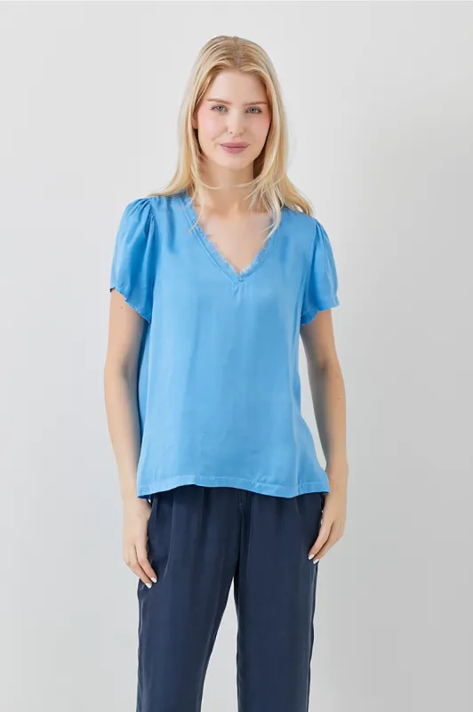 Short Sleeve V Neck Top sold by French Cuff