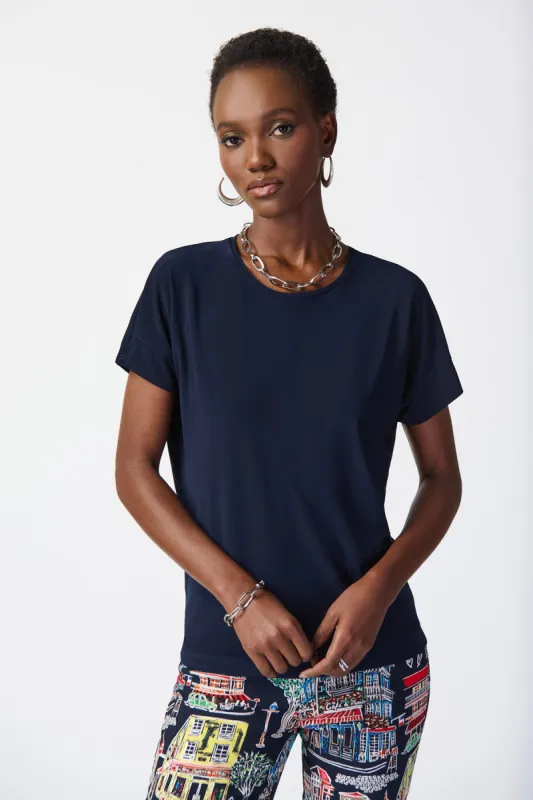 Crew Neck Short Sleeve Top- Midnight Blue sold by French Cuff