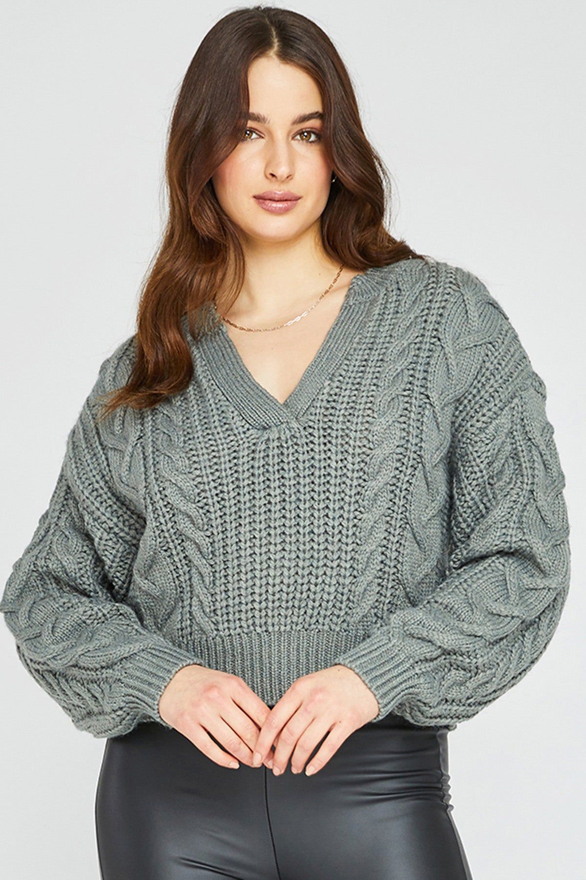 Sloane V-neck Sweater - Sage sold by French Cuff
