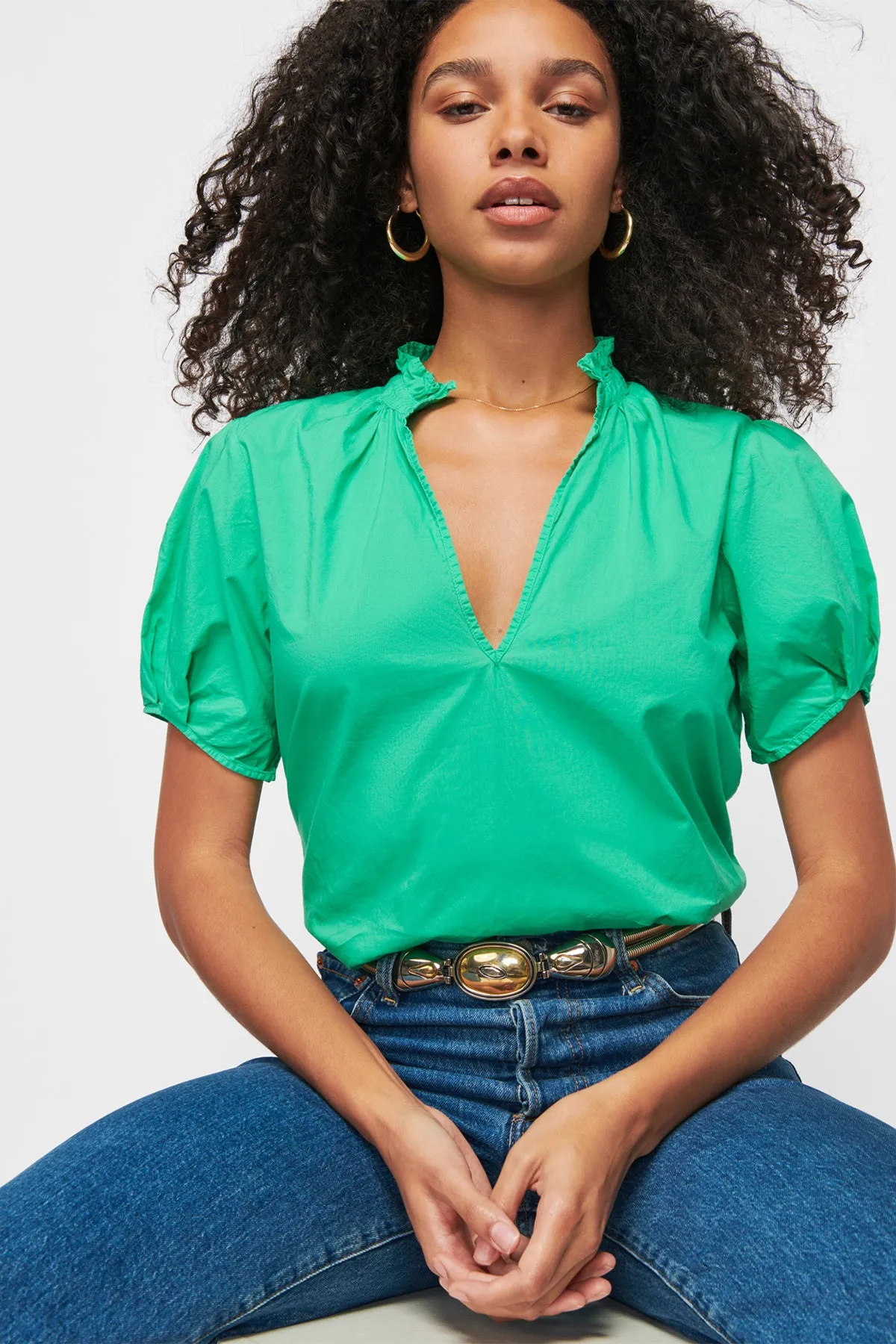 Rosanna Blouse with Ruffled Collar sold by French Cuff