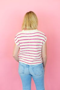 Pink Striped Sleeveless Sweater sold by French Cuff