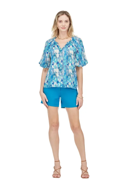 Blue Motif Top sold by French Cuff