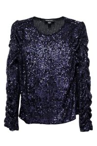 Sequin Shirred Sleeve Top sold by French Cuff