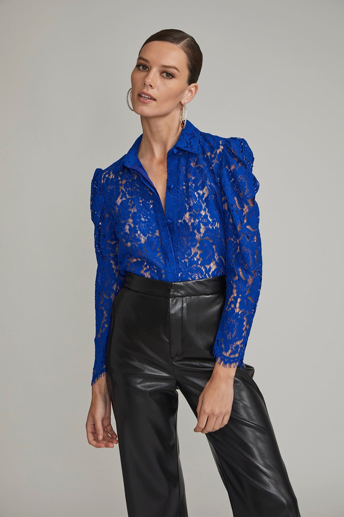 Valencia Lace Blouse- Cobalt sold by French Cuff