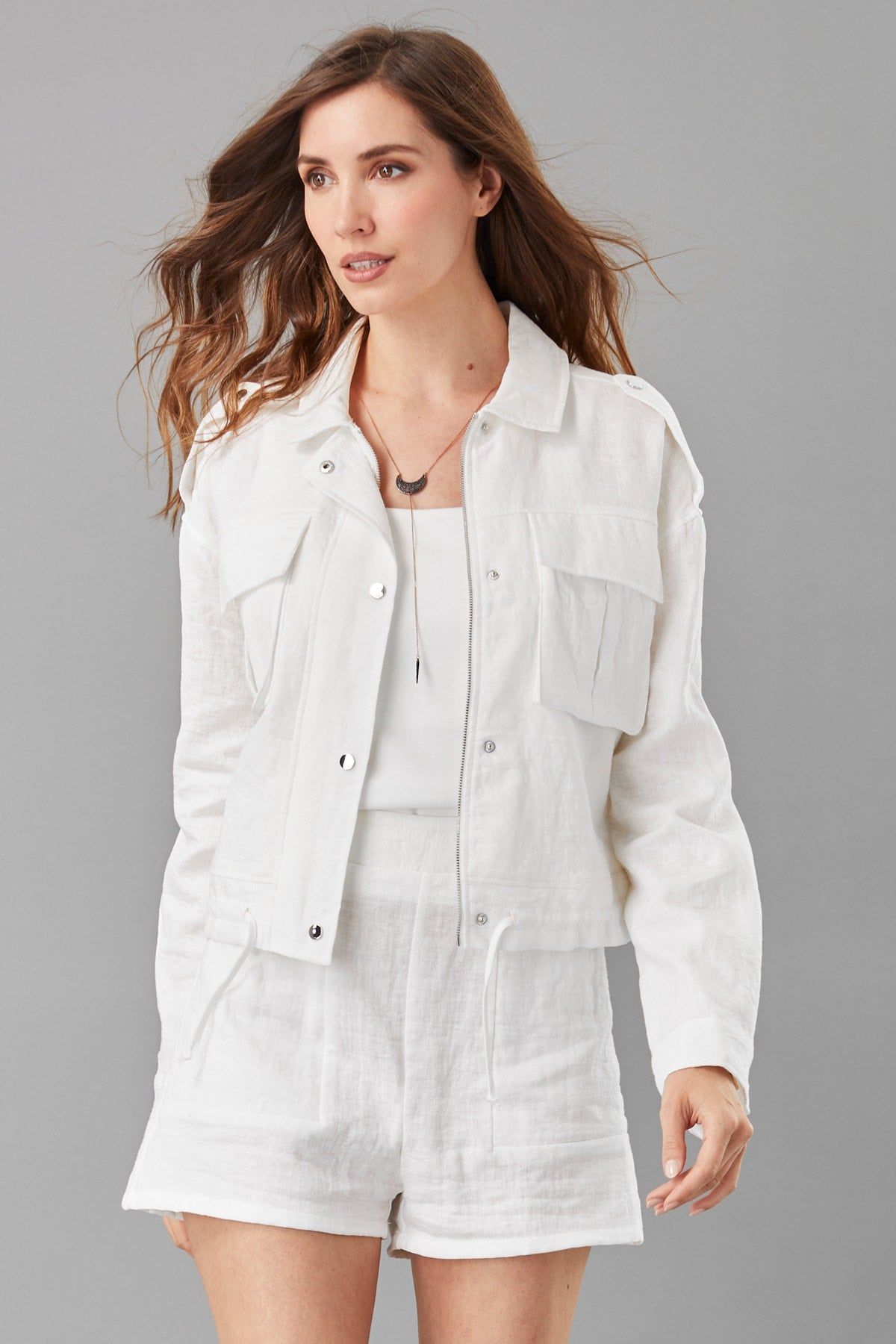 Dropped Shoulder Linen Jacket sold by French Cuff