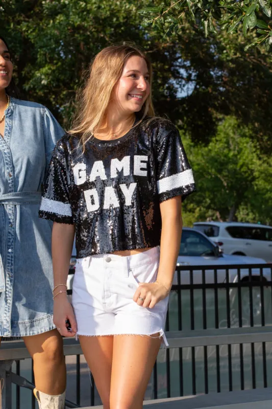 GAME DAY Sequin Top sold by French Cuff