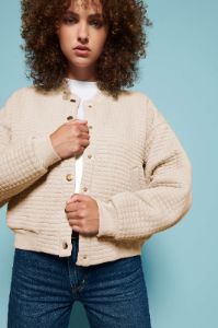 Logan Oversized Bomber- White Chocolate sold by French Cuff