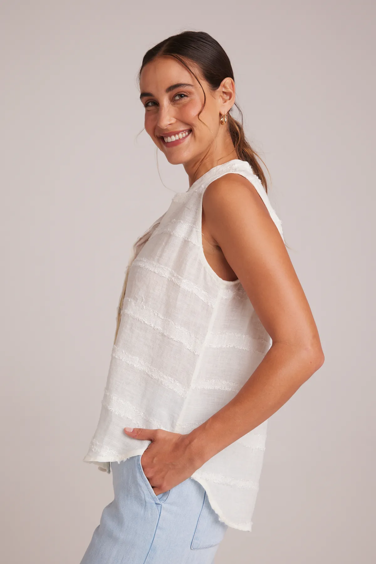 Sleeveless Hidden Placket Button Down sold by French Cuff product image thumbnail 2