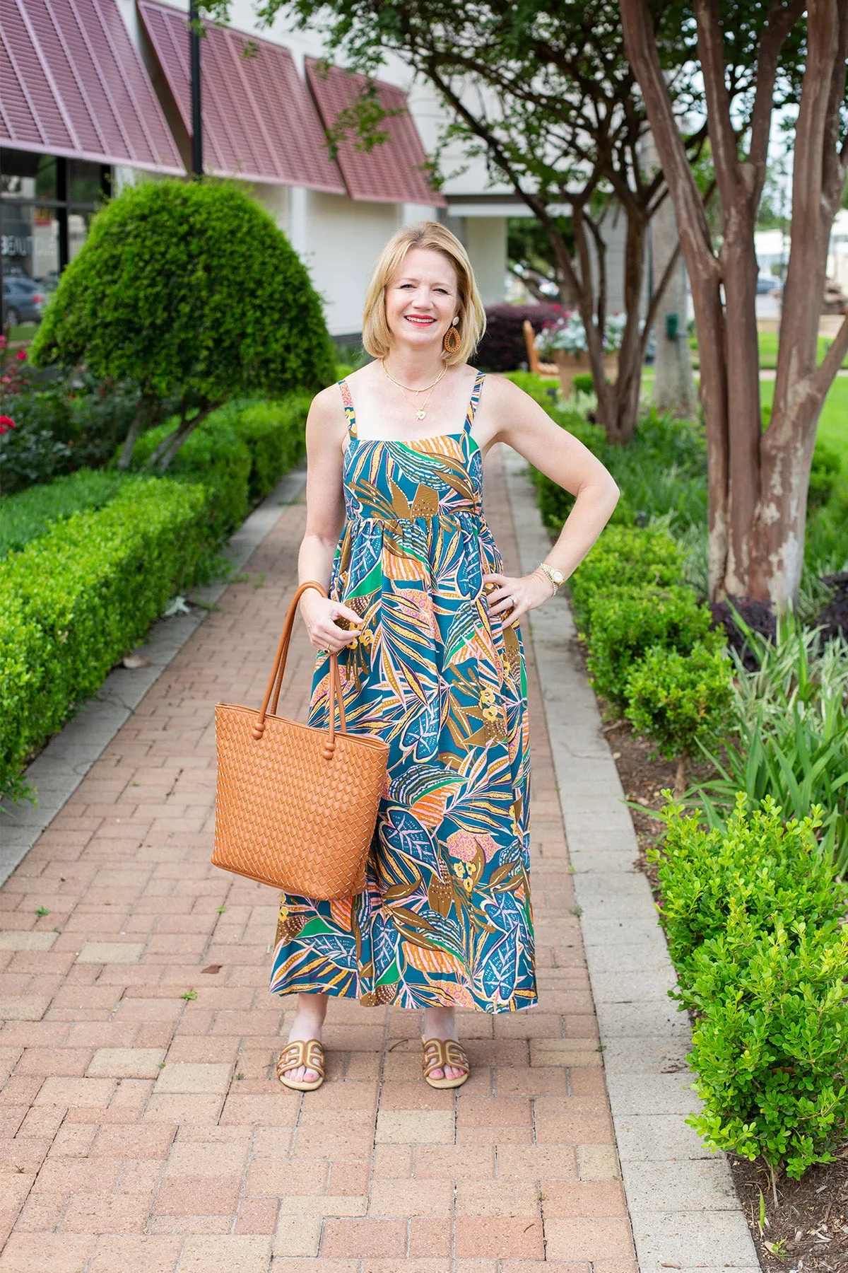 Printed Smocking Back Long Dress sold by French Cuff