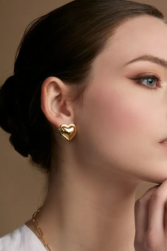 Puffed Heart Stud Earring sold by French Cuff