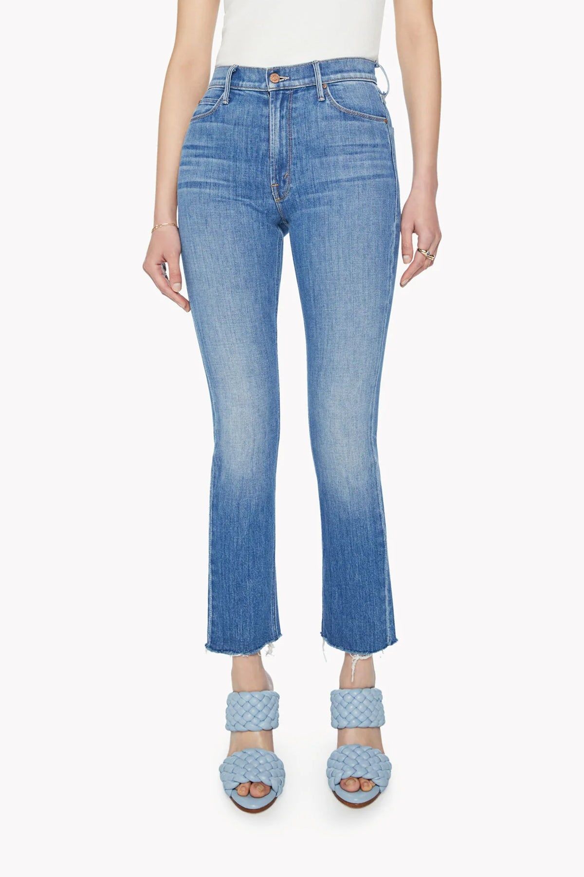 Mid Rise Dazzler Ankle Fray sold by French Cuff