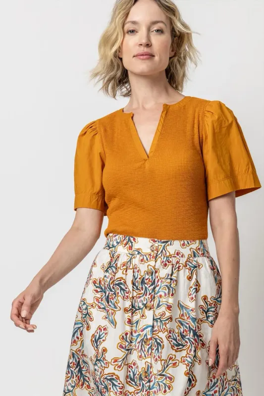 Woven Sleeve Split Neck sold by French Cuff