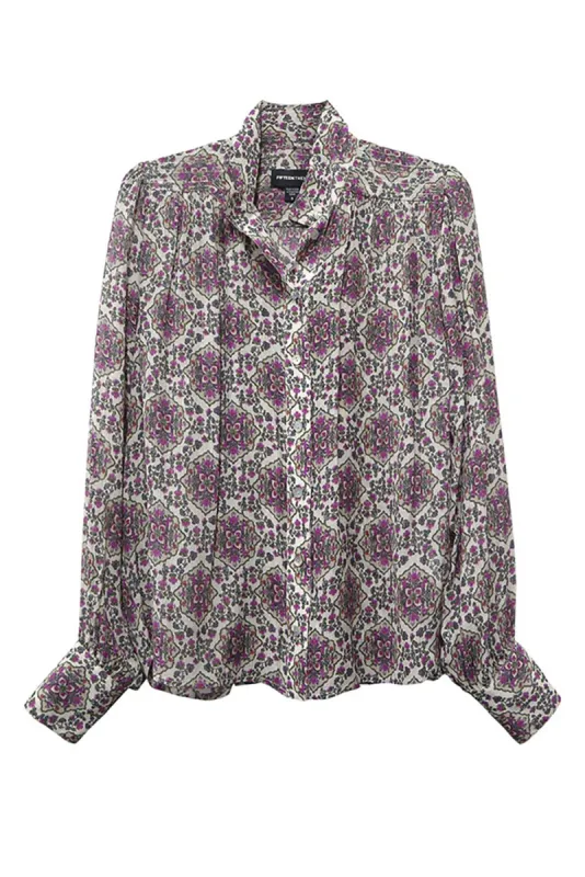 Shirred Button Up Blouse- Print made by Fifteen Twenty