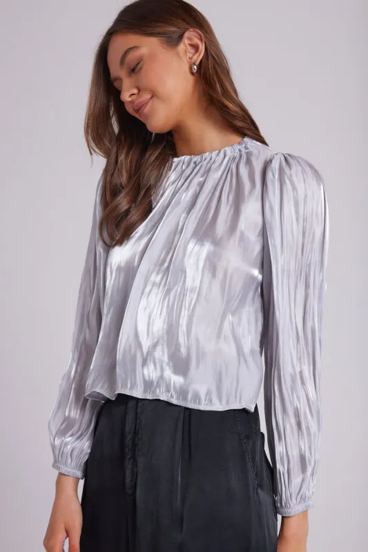 Elastic Shirred Top- Silver Shimmer sold by French Cuff