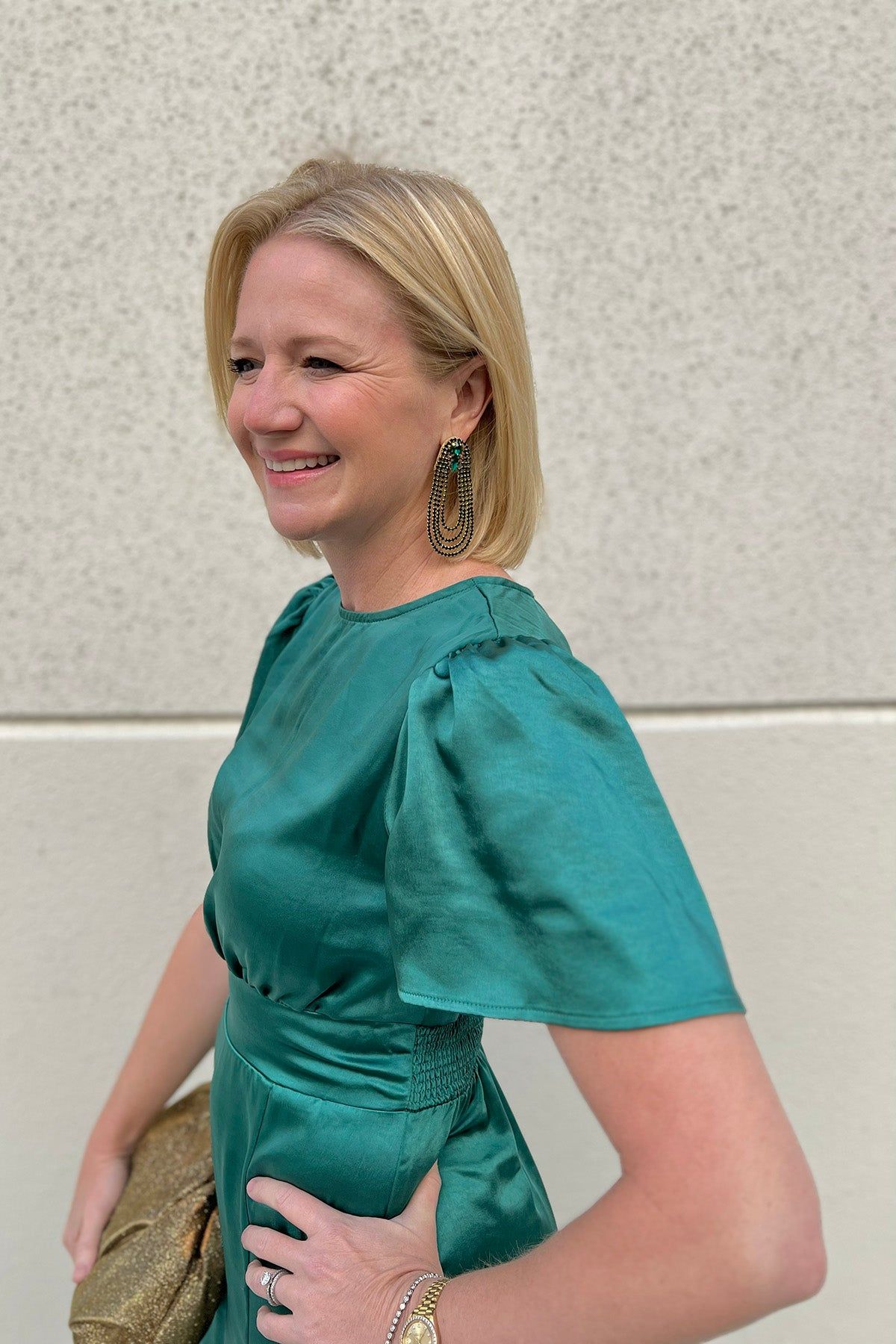 Emerald Satin Midi Dress sold by French Cuff product image thumbnail 5