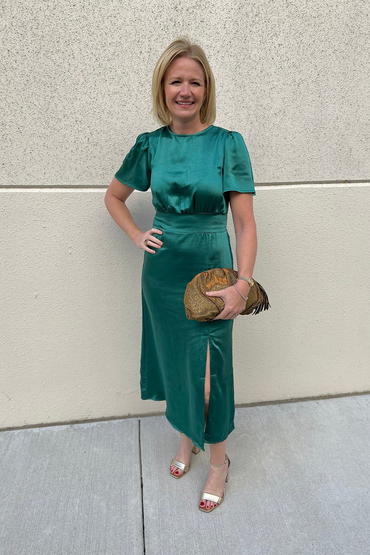 Emerald Satin Midi Dress sold by French Cuff product image thumbnail 2