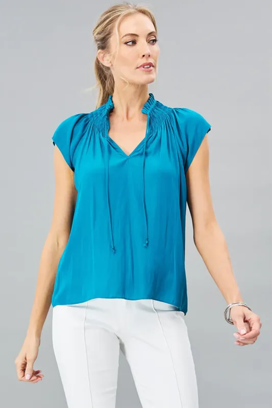 Smocked Neck Short Sleeve sold by French Cuff