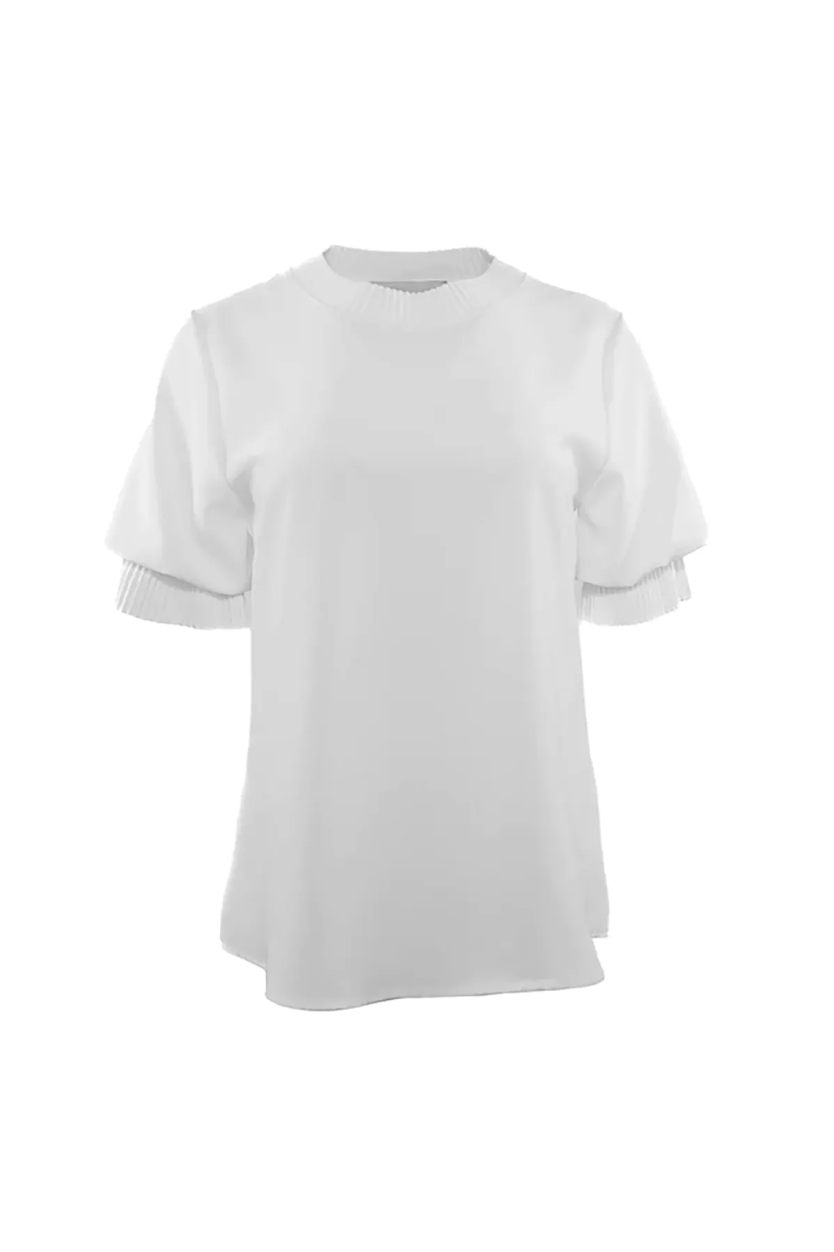 Dione Pleated Neck Short Sleeve Top sold by French Cuff