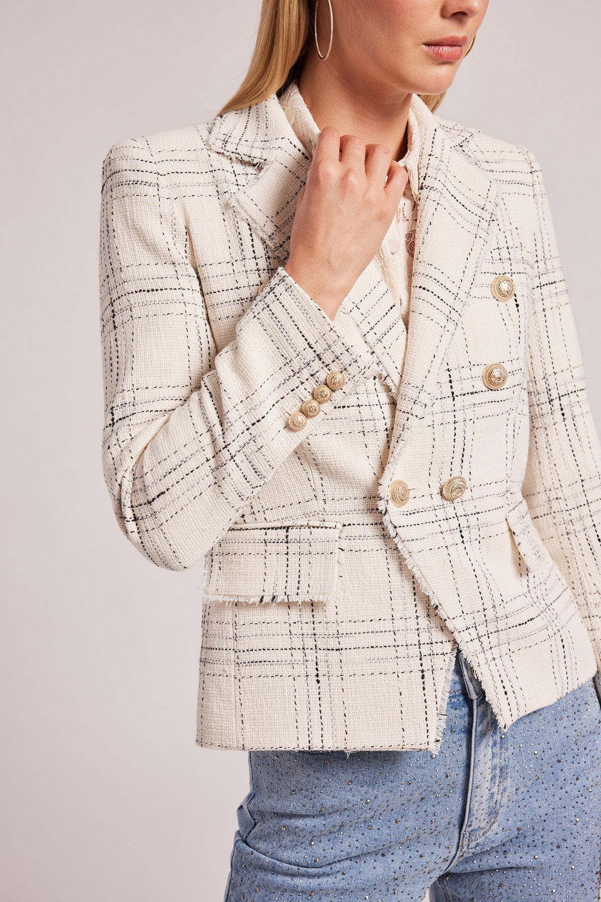Eliza Tweed Blazer - White/Black sold by French Cuff product image thumbnail 2