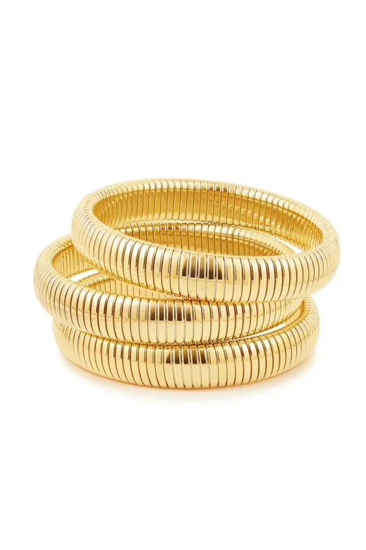 Flex Snake Chain Bracelet Set - Gold sold by French Cuff