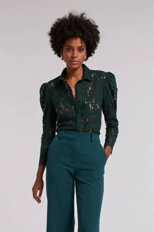 Valencia Lace Blouse- Hunter sold by French Cuff