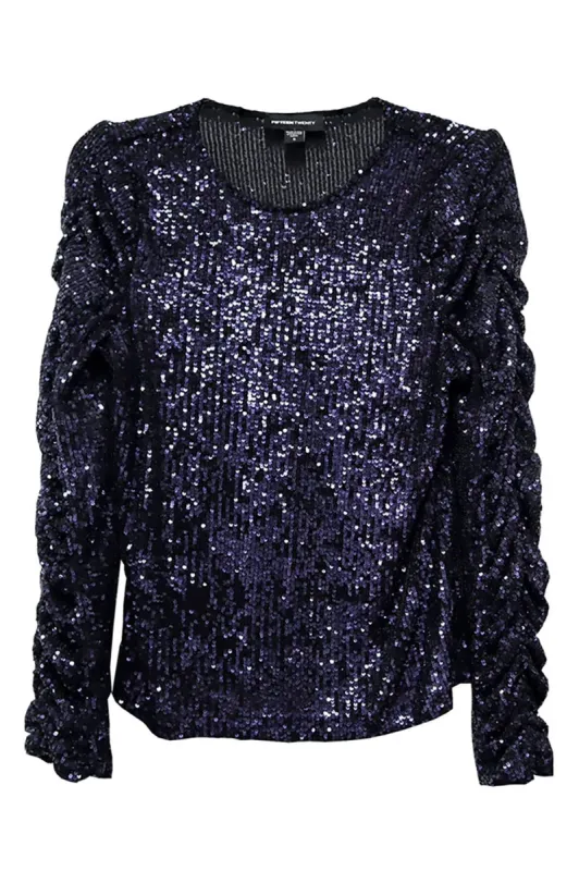 Sequin Shirred Sleeve Top sold by French Cuff