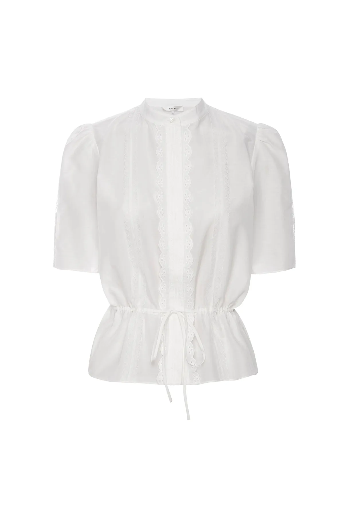 Cinched Lace Trim Blouse sold by French Cuff