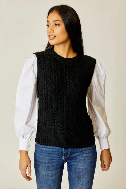 Puff Sleeve Mix Media Top sold by French Cuff